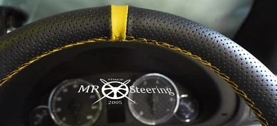 PARA MAZDA 3 MK1 2003-2009 CUBIERTA VOLANTE CUERO PERFORADO + CORREA AMARILLA Foto 1 de 4