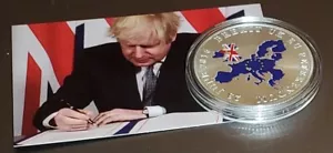 Brexit Silbermünze Britannia Großbritannien signiert Boris Johnson Europa Stars UK - Bild 1 von 20