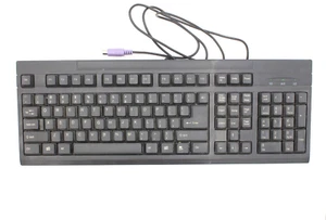 CORDED PS2 KEYBOARD BLACK PS/2 WIRED QWERTY ENGLISH STANDARD Vintage Retro - Picture 1 of 2