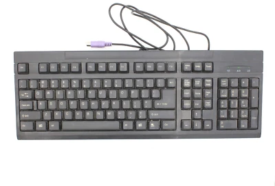 CORDED PS2 KEYBOARD BLACK PS/2 WIRED QWERTY ENGLISH STANDARD Vintage Retro - Image 1 of 2