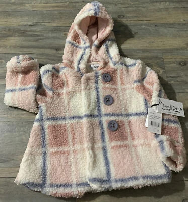Pippa & Julie Toddler XL faux fur jacket cover-up shrug Pink, Blue & White - Image 1 of 4