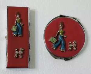 Set of 2 Spring Street Shoper & Puppy Compact With Rhinestone Accents - Picture 1 of 7