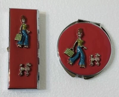 Set of 2 Spring Street Shoper & Puppy Compact With Rhinestone Accents - Image 1 of 4