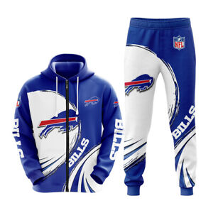 Buffalo Bills Men's Tracksuit 2 Piece Hoodie Sweatshirt Jogger Pants Sports Suit