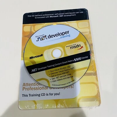 Microsoft Net Developer Training MSDN .net Vtg 2002 CD Software NOS Advertising - Image 1 of 2