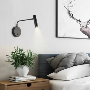 3W LED Bedside Wall Light Fixture Reading Lamp Swivel Picture Spotlight Switch - Picture 1 of 9