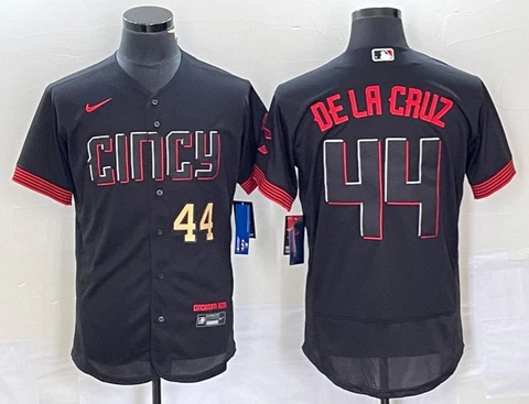 Elly De La Cruz Reds Youth Black Jersey Cover