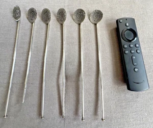 Antique Mexican 925 Silver 6 Spoons Mexico Coffee Ice Cream Tea Sterling Mocha - Picture 1 of 16