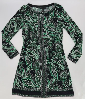 INC International Concepts зеленый пейсли Slinky вязаный пуловер платье размер M богемное - Изображение 1 из 4