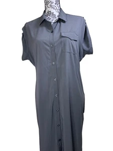 Eddie Bauer Shirt Dress Size Large Collared Button Front Outdoor Travax Travel - Picture 1 of 11