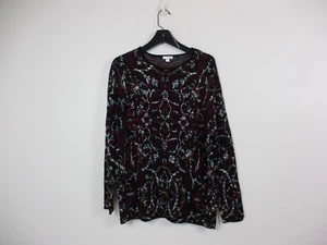 J JIll Sweater Womens Medium Black Red White Top Cotton Casual Ladies - Picture 1 of 14