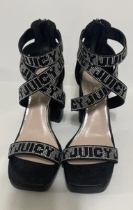 Juicy Couture Macarena Block Heels Strappy Sandals Black Size 8 - Picture 1 of 9