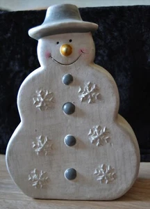 MUÑECO DE NIEVE CON SOMBRERO, gremio, 19 cm, blanco antiguo/gris, nuevo, figura 1 - Imagen 1 de 1
