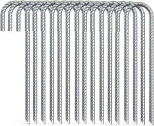 OK5STAR 16" Rebar Tent Stakes 16-Pack J Hook Ground Stakes Galvanized Chain Link - Picture 1 of 7