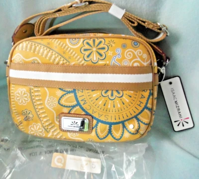Bolso de mano Isaac Mizrahi • Estampado de pañuelo de cachemira amarillo de firma ~ Nuevo con etiquetas Foto 1 de 4