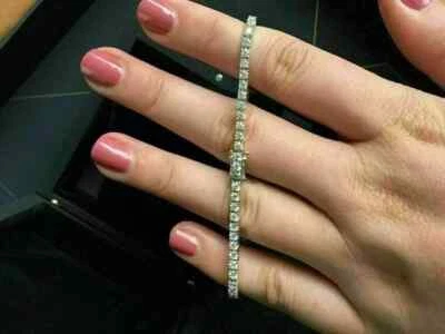 3.90 Ct Round-Cut Certified Lab Grown/CVD Diamond Tennis Bracelet 14k White Gold - Image 1 of 4