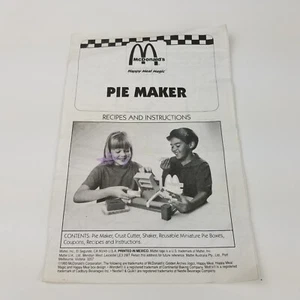 Mattel McDonalds Pie Maker Replacement Instruction Sheet Book Manual Only NO TOY - Picture 1 of 6