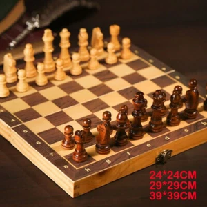 Large Chess Wooden Set Folding 39*39cm Wood Board Game Pieces Sets Chessboard  - Picture 1 of 20