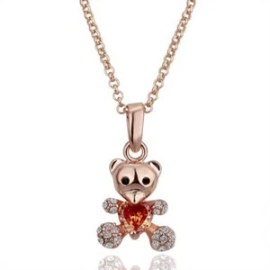 Bärchen Zirkonia Hals Kette Schmuck Set Strass Smaragd vergoldet Ø 30mm - Bild 1 von 2