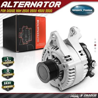 Alternator for Dodge Ram 2500 Ram 3500 4500 5500 6.7L 145A 8Groove Clutch Pulley - Image 1 of 4