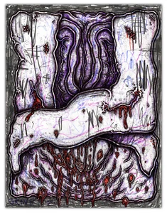 HAPPY GRAVE artist original signed DRAWING art surreal horror : "BUNNY BADDAY" - Picture 1 of 1