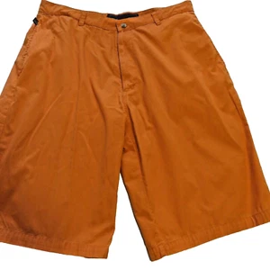 Phat Farm Orange 100% Cotton Twill Shorts Flat Front Summer Classic Size 34 - Picture 1 of 7