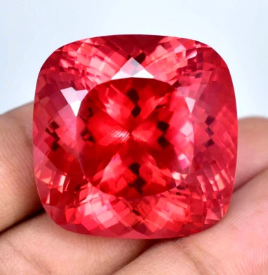 74 Ct Natural Ceylon Padparadscha Sapphire Cushion Cut Loose Certified Gemstone - Image 1 of 4