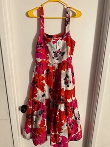 Damen "Tanya Taylor" rot, schwarz, weiß ärmellos Full "Gia Kleid" Größe 8 R - Bild 1 von 4