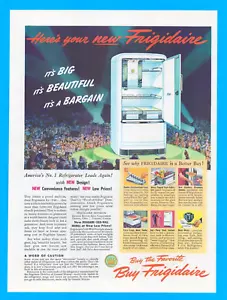 Frigorífico Frigidaire 1940 vintage impreso anuncio congelador caja de hielo grande hermoso - Imagen 1 de 1