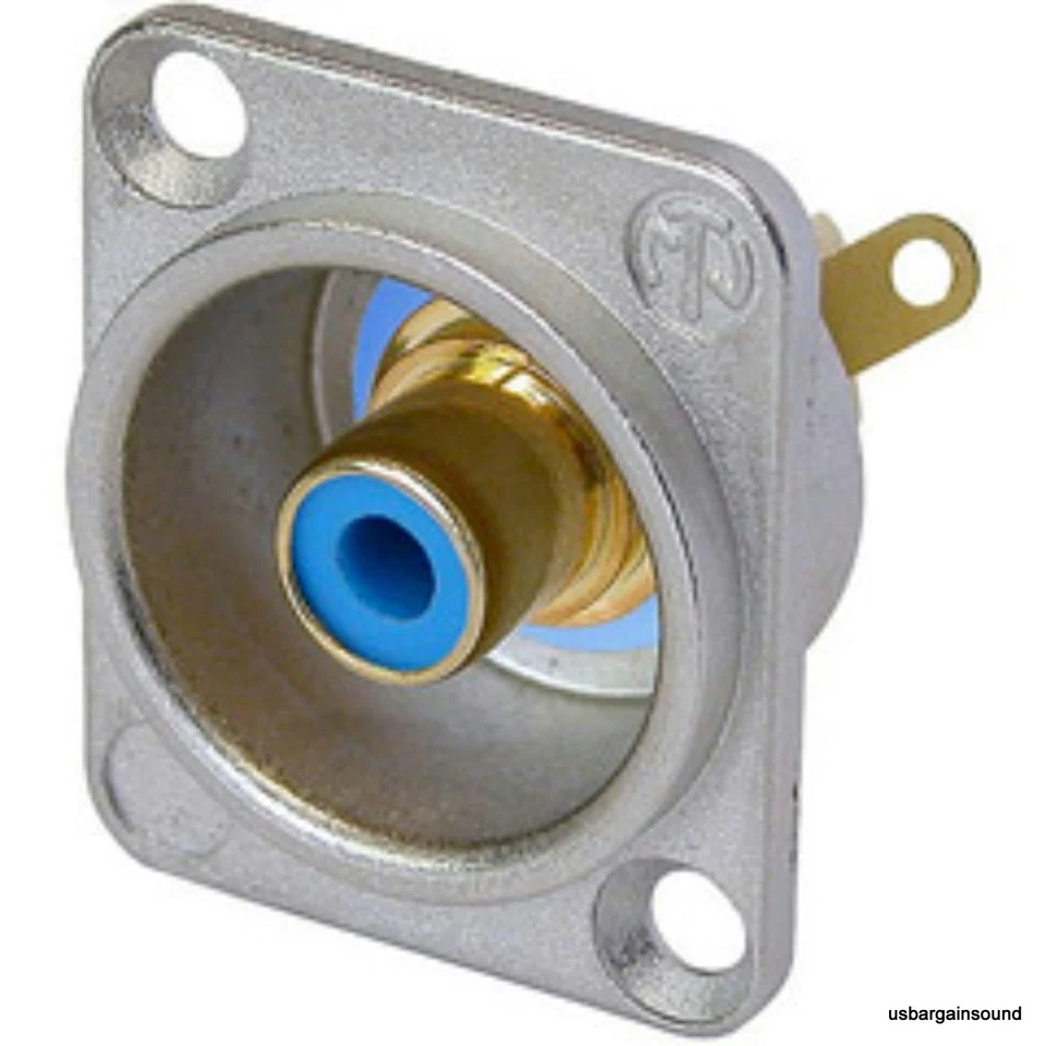 Neutrik NF2D-6 Phono RCA Socket - Nickel Panel D-shape w/Colored Washer - Blue - Image 1 of 1