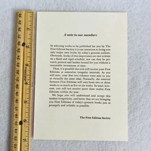Primera Edición Sociedad Franklin Biblioteca Suscriptor Nota Papel Efímero Página Blanca - Imagen 1 de 2
