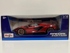 (New In Box) Red 1/18 Lamborghini Sián FKP 37 Die-cast Car By Maisto - Picture 1 of 4