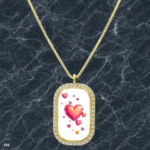 Gorgeous Colorful Hearts Pendant Necklace Picture Design Vibrant Gold Tone Pure - Picture 1 of 4