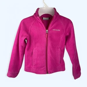 Columbia Girls Fleece Zip Up Jacket Size XS (6-6x) Long Sleeve Hot Pink Sweater - Picture 1 of 5
