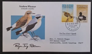 1985 Uganda Audubon Birds Northern Wheatear FDC 2 stamps Kampala - Picture 1 of 2