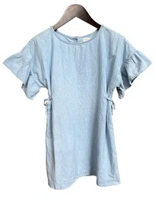 Gymboree 2018 Girls Soft Blue Chambray Dress Ruffle Sleeves Size L 10-12 EUC - Picture 1 of 11