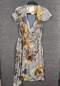 Maeve by Anthropologie Faux Wrap Silk Midi Dress Floral Bronwen Womens Size 2 - Picture 1 of 8