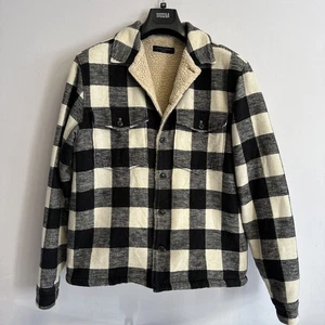 All Saints Toqua LS Shirt Shacket Jacket Black & Cream Checked. Size Medium - Picture 1 of 13