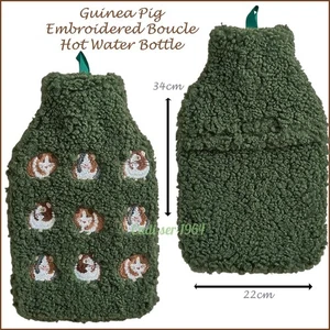 Guinea Pig Embroidered Green Boucle Hot Water Bottle Home Accessories NEW - Picture 1 of 24