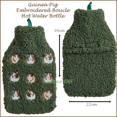 GEORGE Guinea Pig Embroidered Green Boucle Hot Water Bottle Home Accessories NEW