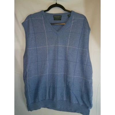 Chaleco Suéter Lyle & Scott Escocia Azul a Cuadros 100% Algodón Peinado Para Hombres XXL Foto 1 de 3