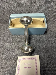 WEB Silver Company Pewter Dumbell Baby Rattle #1625 - Picture 1 of 9