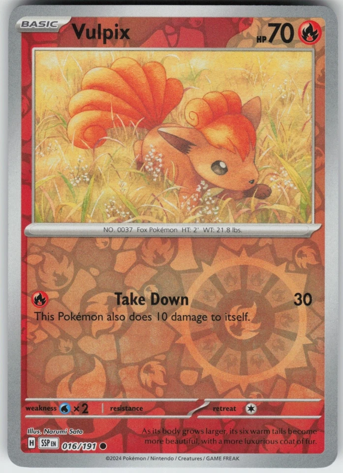 PO-01 Reverse Holo Vulpix 016/191 Common SV08: Surging Sparks - Image 1 of 1