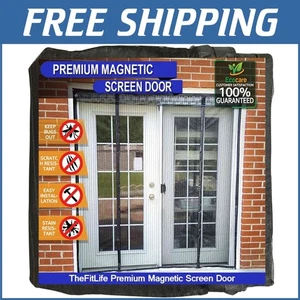Double Door Magnetic Screen - Fits Doors Up to 72''x80'' for Effortless Airflow - Picture 1 of 6