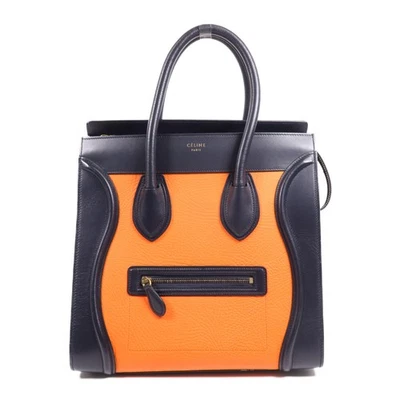 Bolso de mano mini equipaje CELINE GHW S-AT0145 piel de becerro naranja/negro Foto 1 de 4