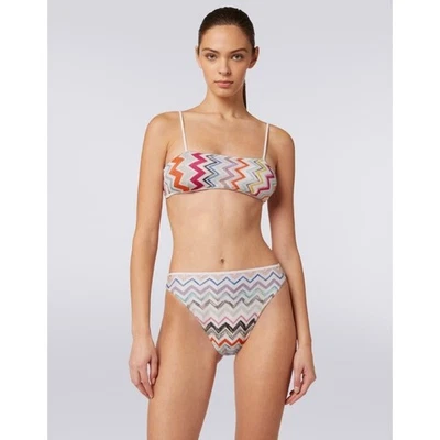 Missoni Women Multi Lurex Zigzag Swim Bandeau Bikini Top & Bottom Size EU 38 - Image 1 of 4