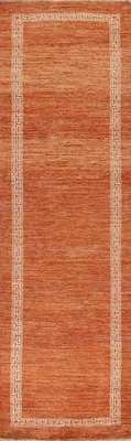 Orange Gabbeh Teppich Läufer 0.9x2.7m Handgefertigt Flur Modern Oriental Wolle - Bild 1 von 4