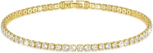 Pulseras de tobillo de 11" para mujer tobilleras de oro de 14K impermeables cadena de tenis playa ank - Imagen 1 de 12