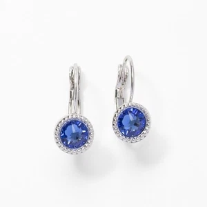 💎Touchstone Crystal 3/4” Drop Earrings Blue Rhodium New - Picture 1 of 7