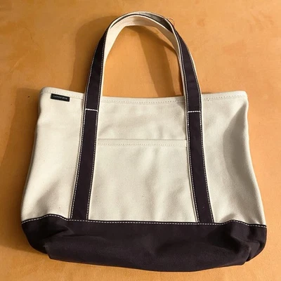 Bolso de Mano Lands End de Lona Viaje en Barco Grande 16 X 12 Azul Marino Marfil Exterior Foto 1 de 4